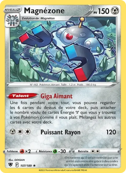 Carte Pokémon Magnézone 107/189, extension Astres Radieux