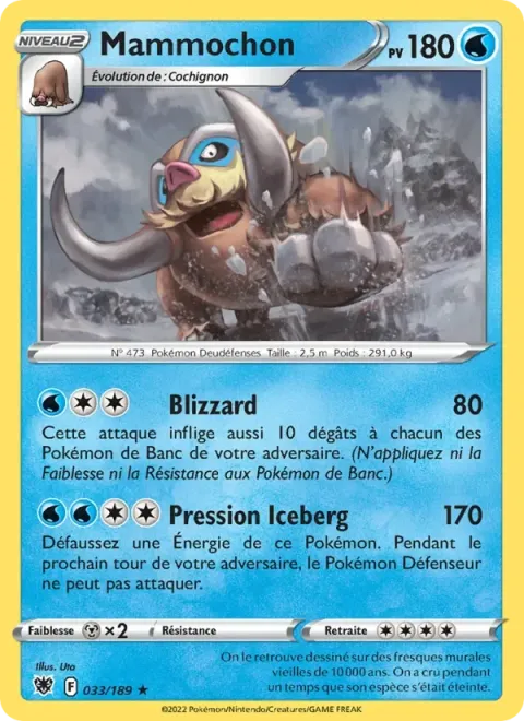 Carte Pokémon Mammochon 033/189, extension Astres Radieux