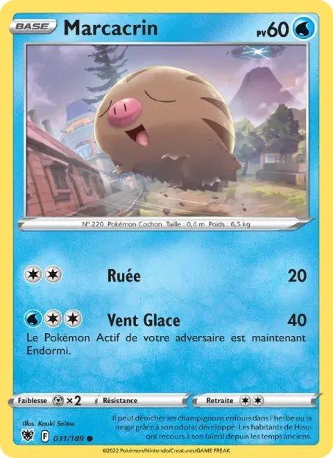 Carte Pokémon Marcacrin 031/189, extension Astres Radieux
