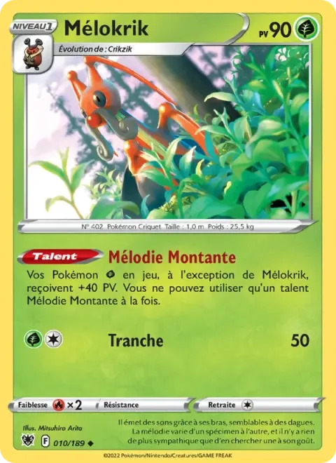 Carte Pokémon Mélokrik 010/189, extension Astres Radieux