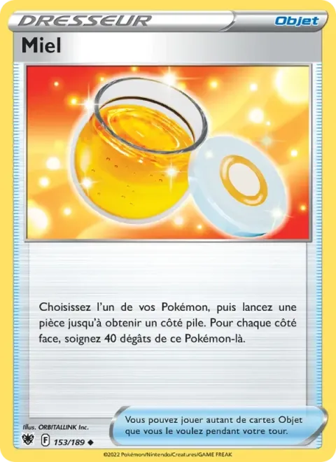 Carte Pokémon Miel 153/189, extension Astres Radieux