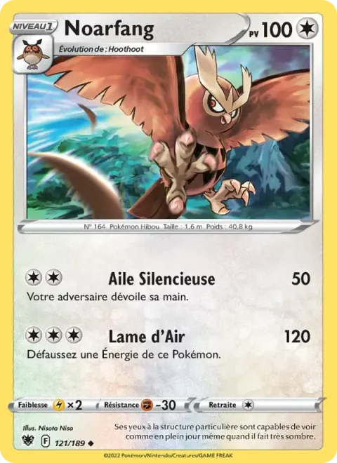 Carte Pokémon Noarfang 121/189, extension Astres Radieux