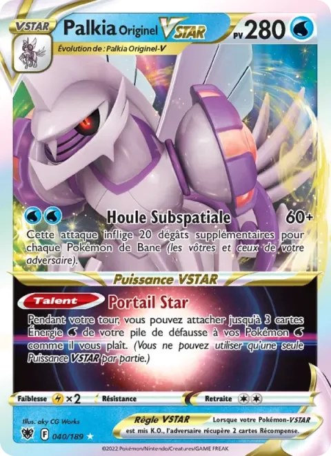 Carte Pokémon Palkia Originel VSTAR 040/189, extension Astres Radieux