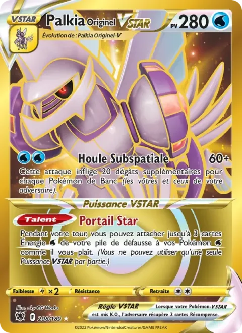 Carte Pokémon Palkia Originel VSTAR 208/189, extension Astres Radieux
