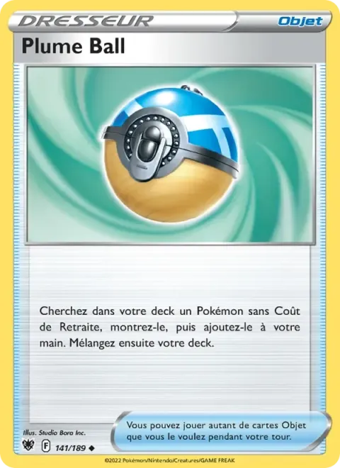 Carte Pokémon Plume Ball 141/189, extension Astres Radieux