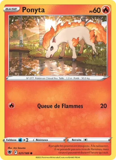 Carte Pokémon Ponyta 021/189, extension Astres Radieux