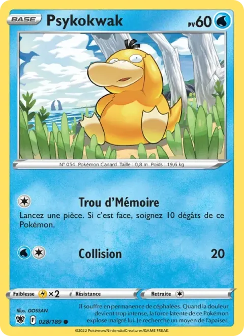 Carte Pokémon Psykokwak 028/189, extension Astres Radieux