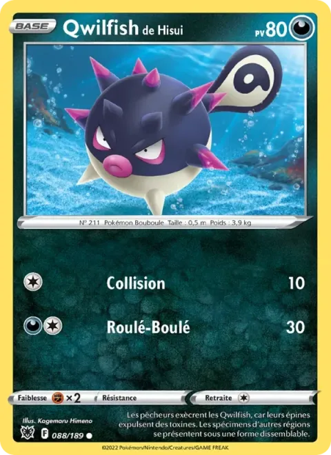 Carte Pokémon Qwilfish de Hisui 088/189, extension Astres Radieux