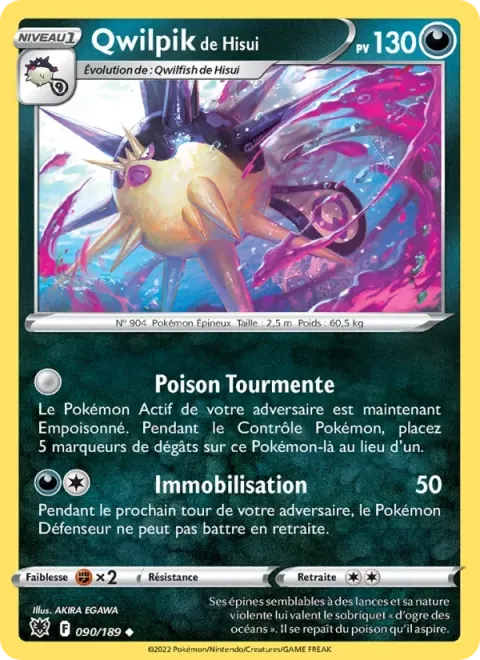 Carte Pokémon Qwilpik de Hisui 090/189, extension Astres Radieux