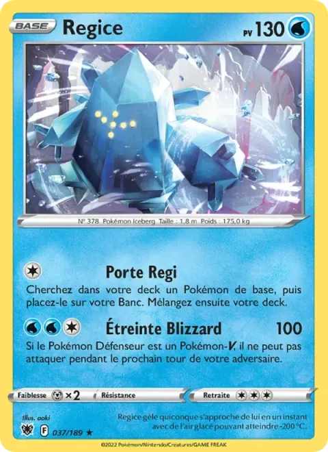 Carte Pokémon Regice 037/189, extension Astres Radieux