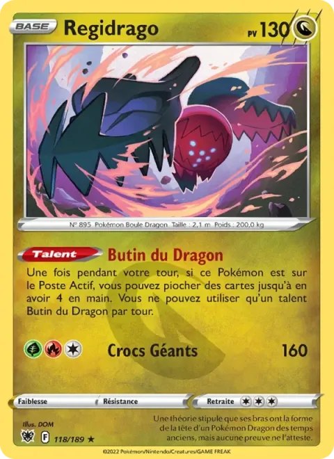 Carte Pokémon Regidrago 118/189, extension Astres Radieux