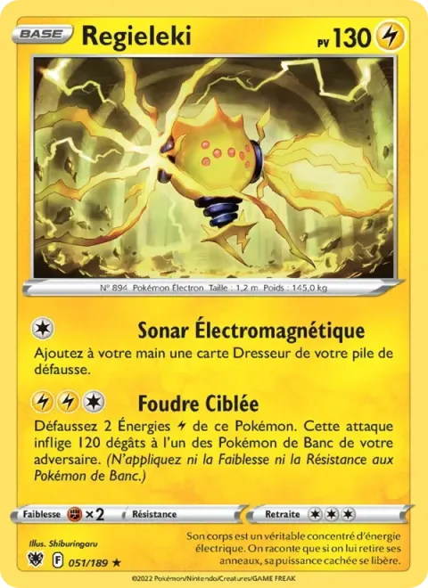 Carte Pokémon Regieleki 051/189, extension Astres Radieux