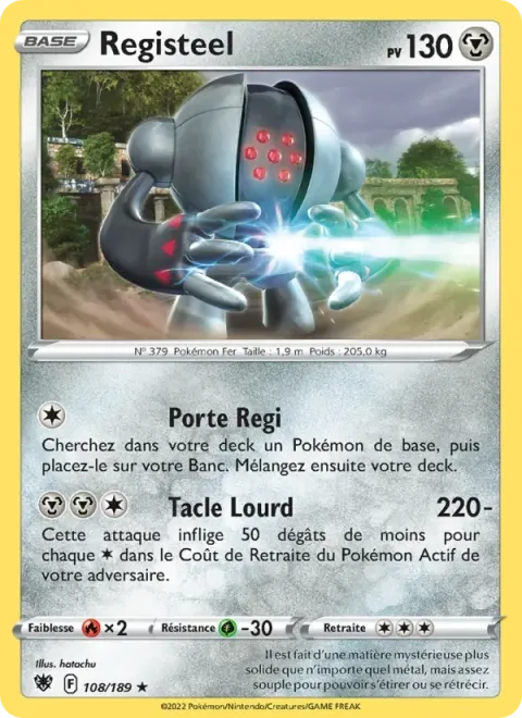 Carte Pokémon Registeel 108/189, extension Astres Radieux
