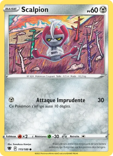 Carte Pokémon Scalpion 115/189, extension Astres Radieux