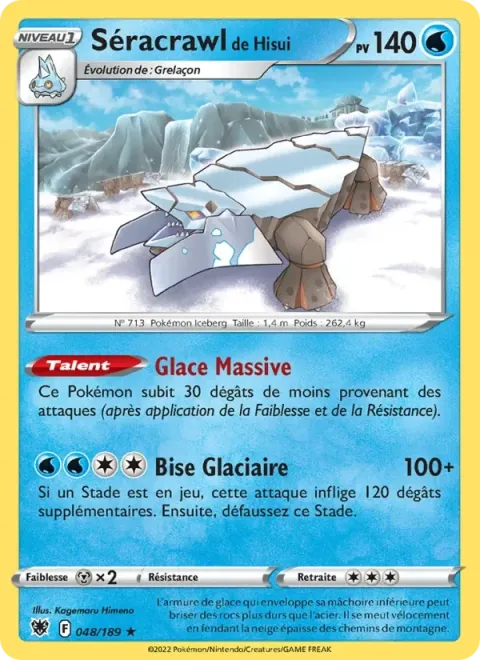 Carte Pokémon Séracrawl de Hisui 048/189, extension Astres Radieux