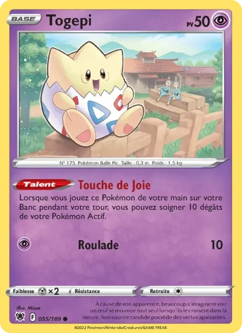 Carte Pokémon Togepi 055/189, extension Astres Radieux
