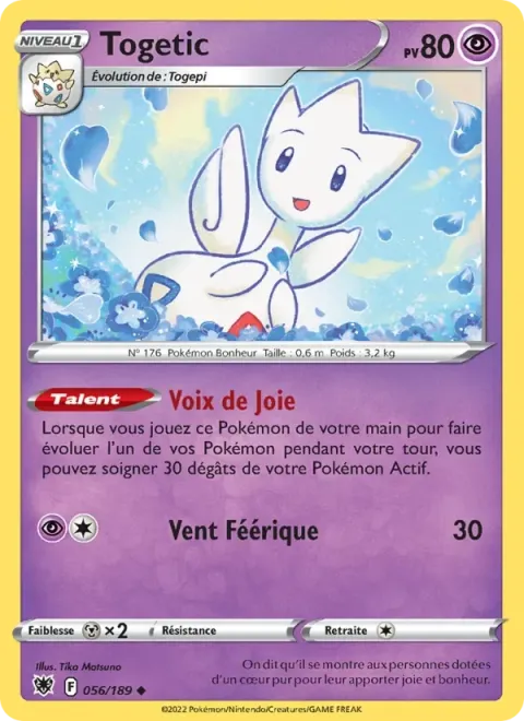 Carte Pokémon Togetic 056/189, extension Astres Radieux