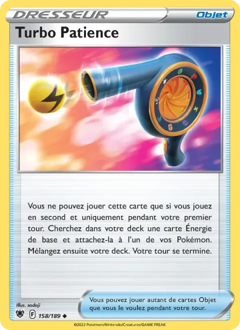 Carte Pokémon Turbo Patience 158/189, extension Astres Radieux
