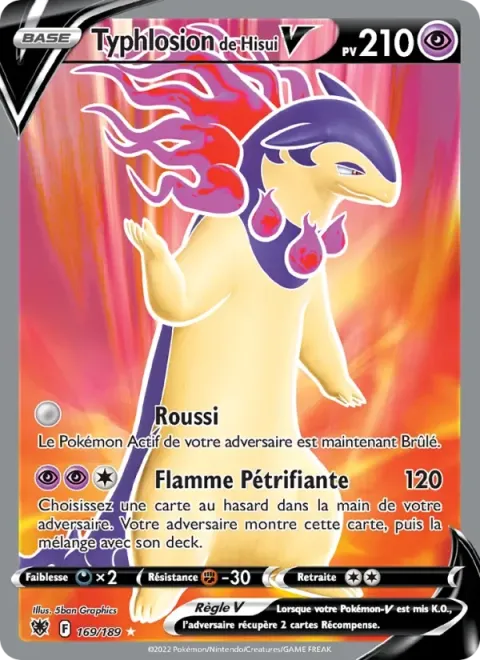 Carte Pokémon Typhlosion de Hisui V 169/189, extension Astres Radieux