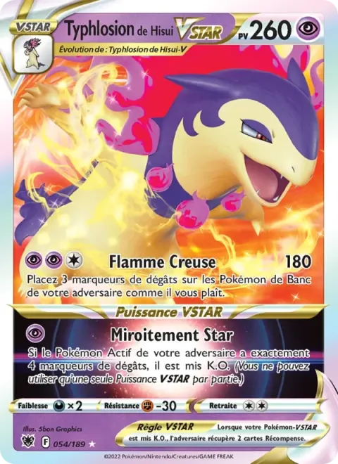 Carte Pokémon Typhlosion de Hisui VSTAR 054/189, extension Astres Radieux