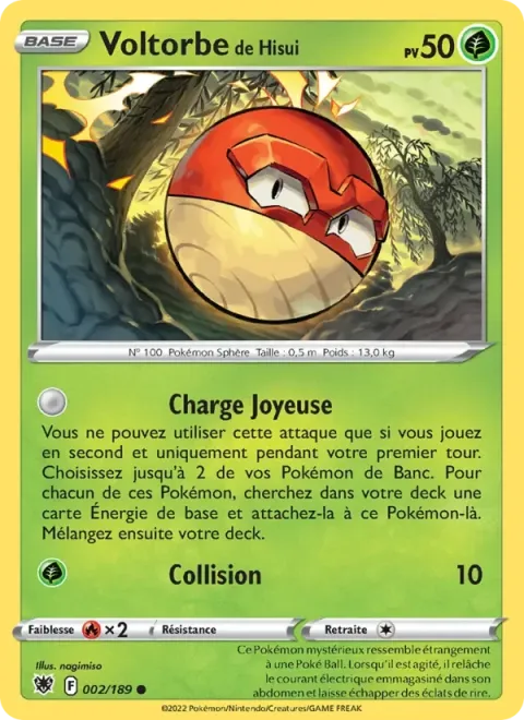 Carte Pokémon Voltorbe de Hisui 002/189, extension Astres Radieux
