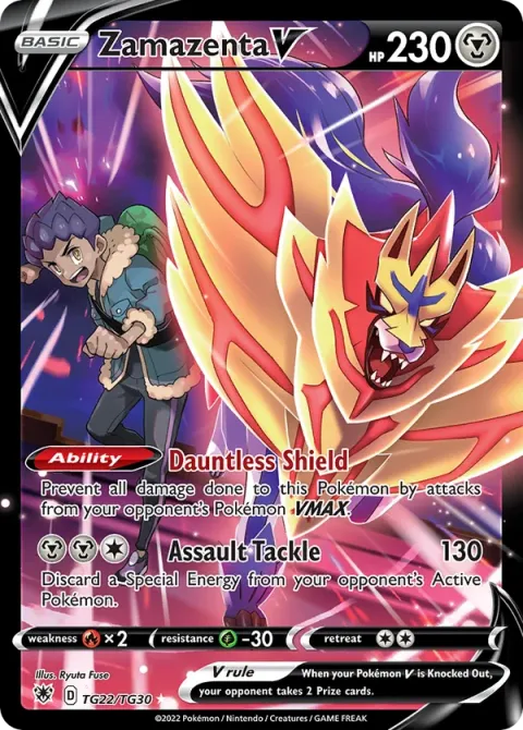 Carte Pokémon Zamazenta V TG22/TG30, extension Astres Radieux