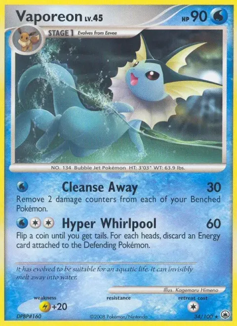 Carte Pokémon Aquali 034/100, extension Aube Majestueuse