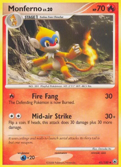 Carte Pokémon Chimpenfeu 041/100, extension Aube Majestueuse
