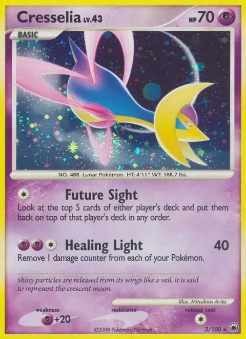Carte Pokémon Cresselia 002/100, extension Aube Majestueuse