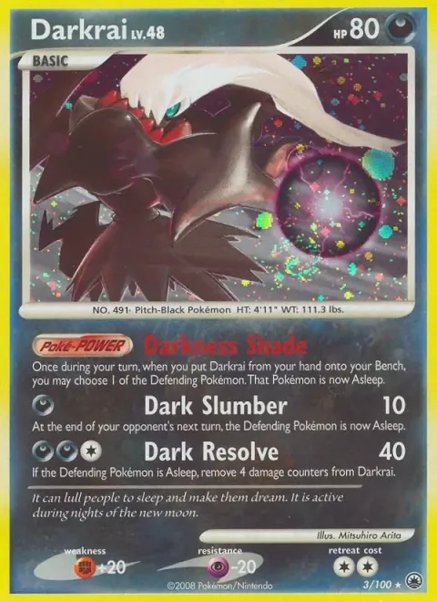 Carte Pokémon Darkrai 003/100, extension Aube Majestueuse