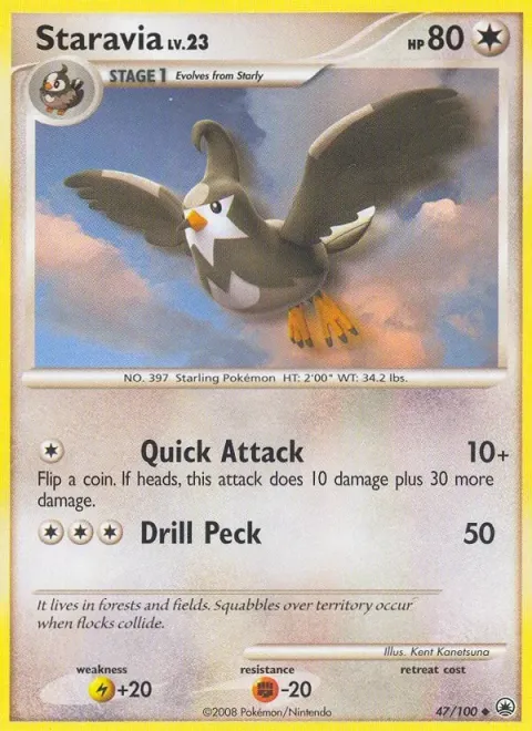 Carte Pokémon Étourvol 047/100, extension Aube Majestueuse