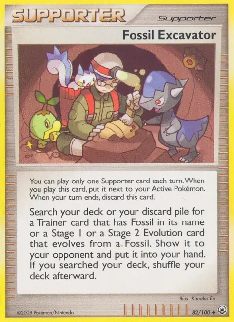Carte Pokémon Excavateur de fossiles 082/100, extension Aube Majestueuse
