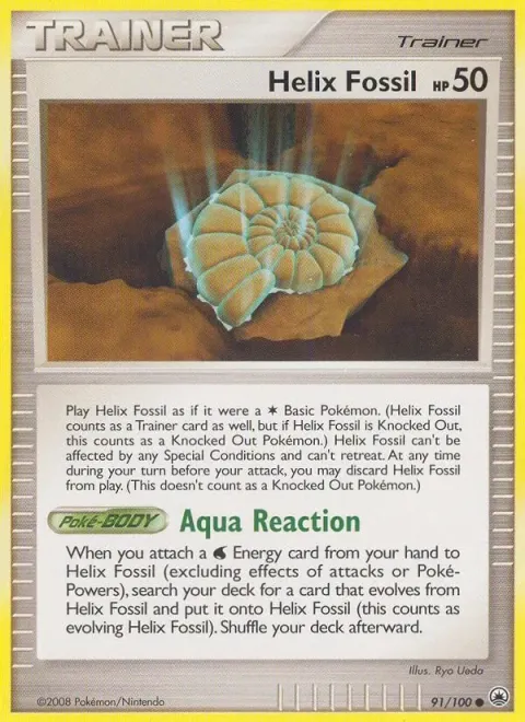 Carte Pokémon Fossile Nautile 091/100, extension Aube Majestueuse