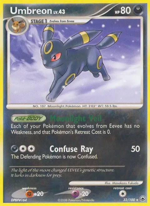 Carte Pokémon Noctali 032/100, extension Aube Majestueuse