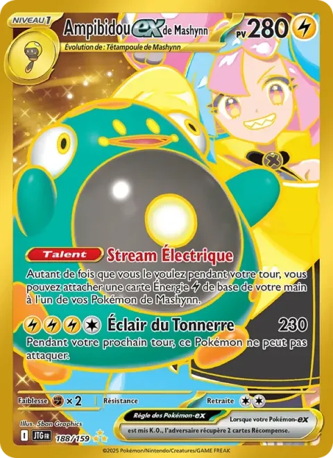 Carte Pokémon Ampibidou-ex de Mashynn 188/159, extension Aventures Ensemble