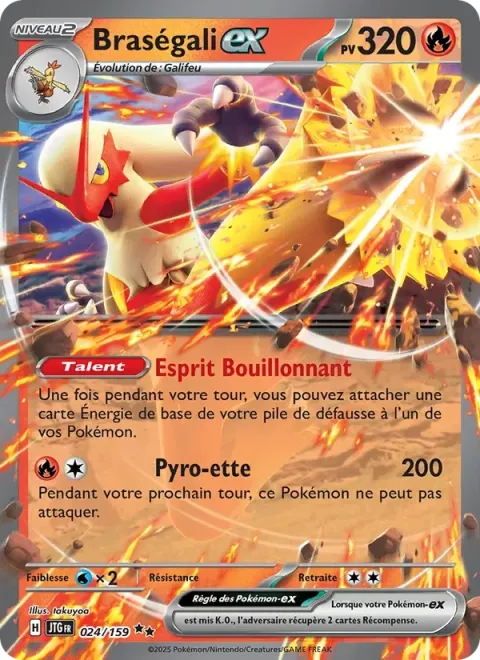 Carte Pokémon Braségali-ex 024/159, extension Aventures Ensemble