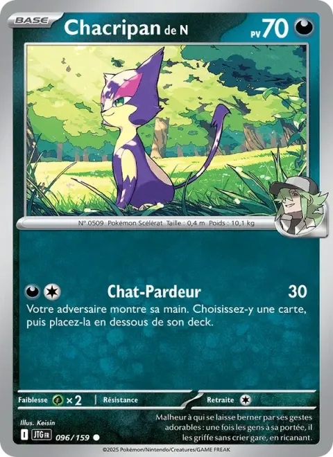 Carte Pokémon Chacripan de N 096/159, extension Aventures Ensemble