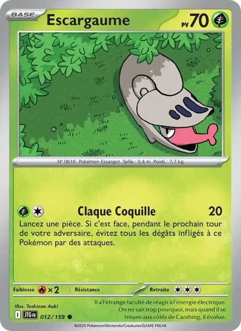 Carte Pokémon Escargaume 012/159, extension Aventures Ensemble