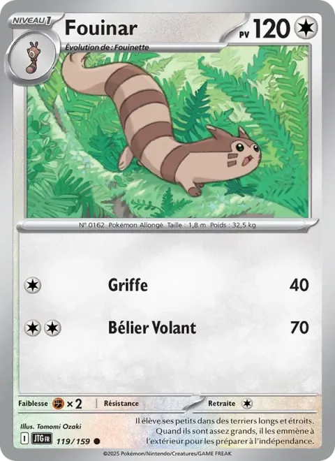 Carte Pokémon Fouinar 119/159, extension Aventures Ensemble