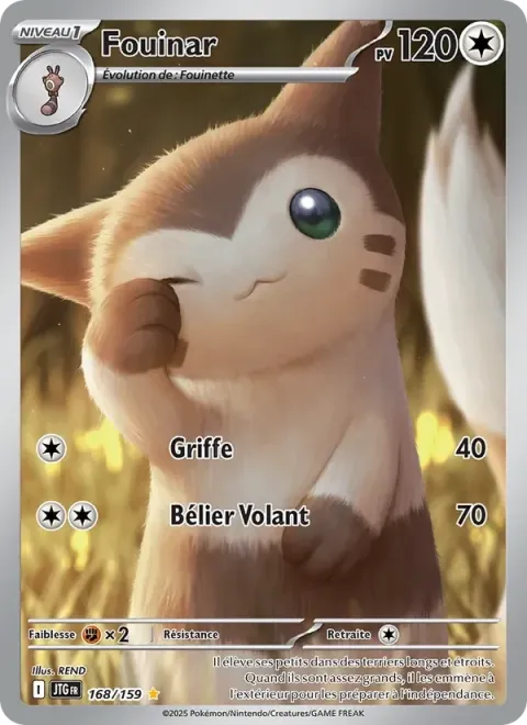 Carte Pokémon Fouinar 168/159, extension Aventures Ensemble