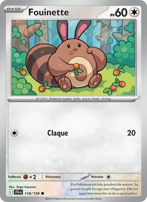 Carte Pokémon Fouinette 118/159, extension Aventures Ensemble