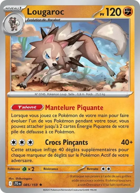 Carte Pokémon Lougaroc 085/159, extension Aventures Ensemble