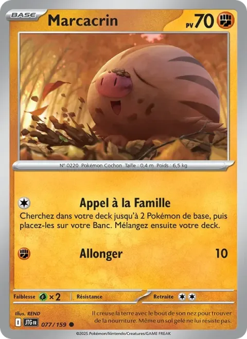 Carte Pokémon Marcacrin 077/159, extension Aventures Ensemble