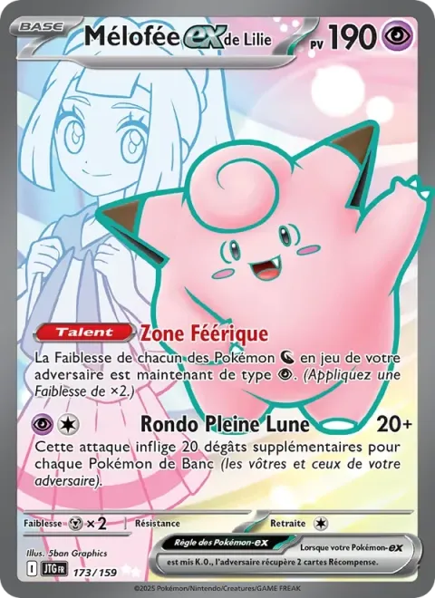 Carte Pokémon Mélofée-ex de Lilie 173/159, extension Aventures Ensemble