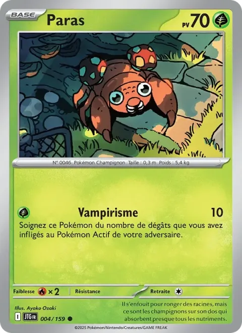 Carte Pokémon Paras 004/159, extension Aventures Ensemble