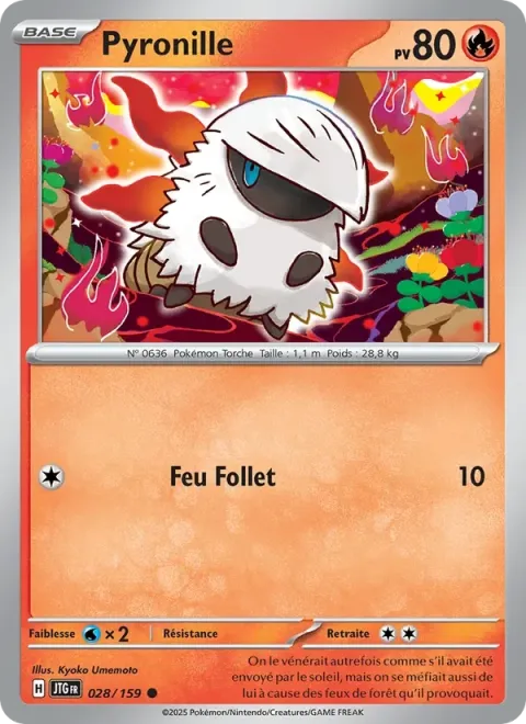 Carte Pokémon Pyronille 028/159, extension Aventures Ensemble