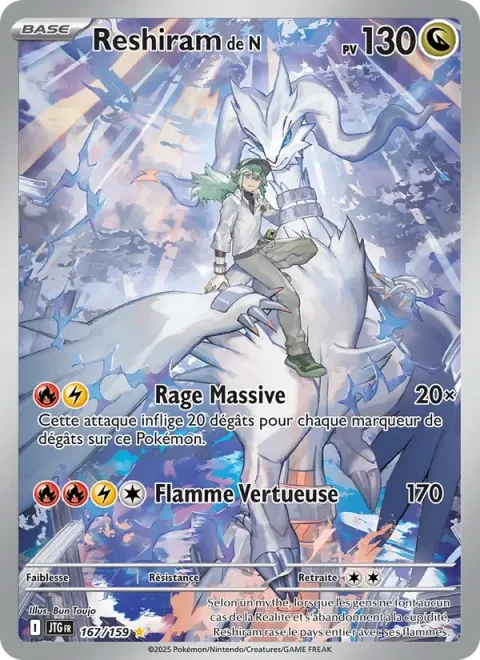 Carte Pokémon Reshiram de N 167/159, extension Aventures Ensemble