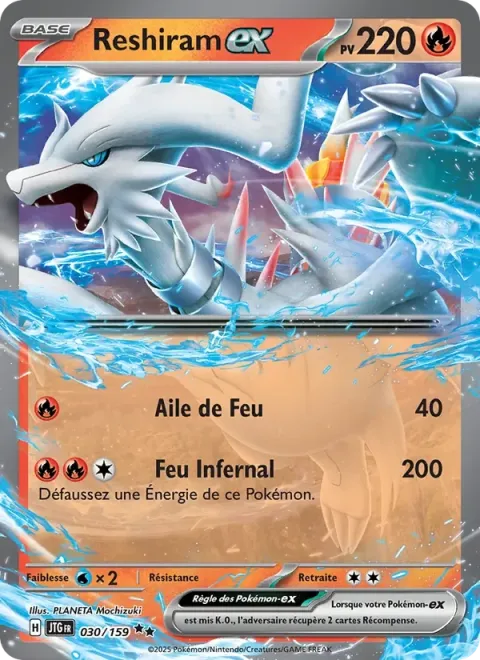 Carte Pokémon Reshiram-ex 030/159, extension Aventures Ensemble