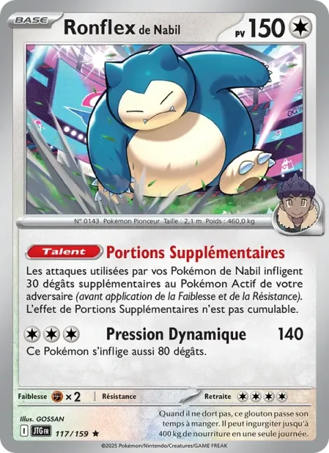 Carte Pokémon Ronflex de Nabil 117/159, extension Aventures Ensemble