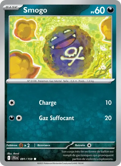 Carte Pokémon Smogo 091/159, extension Aventures Ensemble